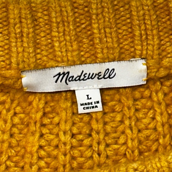 Madewell Everett Cable-Knit Pullover Sweater Mustard Yellow Large EUC - Picture 2 of 9